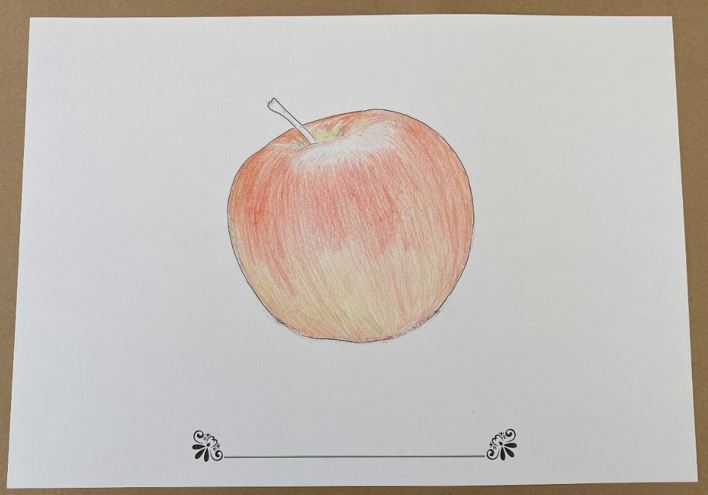 りんごを塗ってみましょう 塗って飾れる大人のぬり絵フレーム付