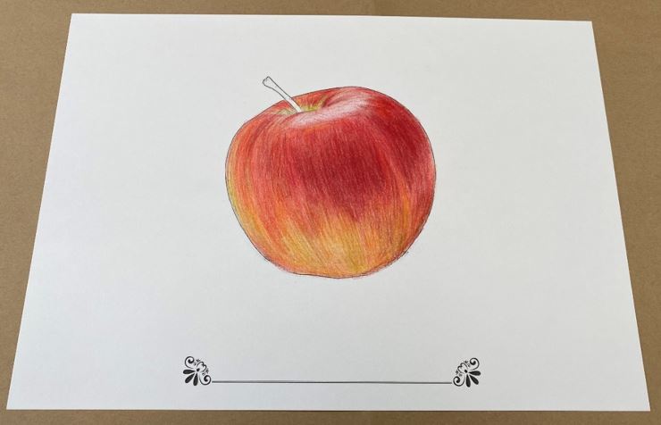 りんごを塗ってみましょう 塗って飾れる大人のぬり絵フレーム付
