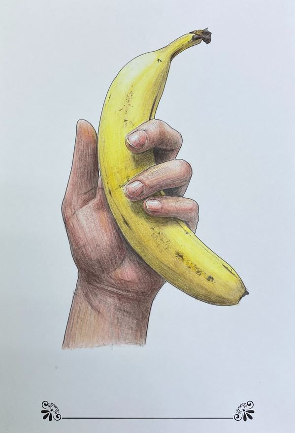 バナナと手 を塗ってみましょう 塗って飾れる大人のぬり絵フレーム付